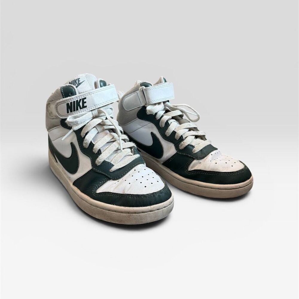 Nike Court High Top Green White Lace Up Leather W8 6Y Sneakers Shoes Kids Boys